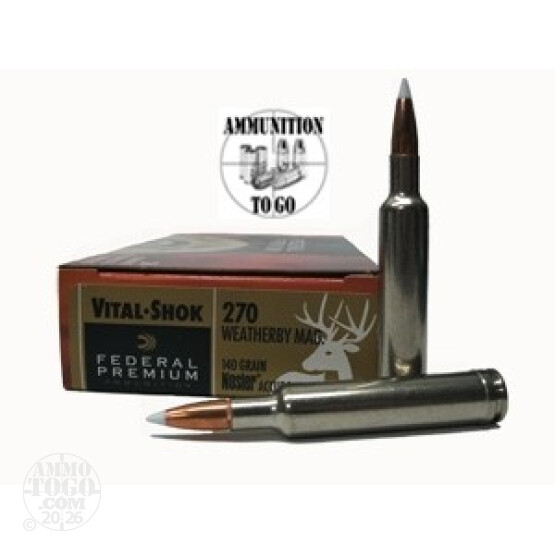 20rds - 270 WBY Federal 140gr Vital-Shok Nosler AccuBond Ammo